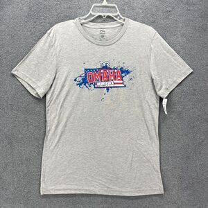 TYR T Shirt Adult Medium Gray Crew Neck‎ Omaha Nebraska Tee USA short Sleeve